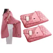 2Pcs Office USB Electric Heating Blanket 140x100cm Heated Shawl With 3 Heating Levels-Pink