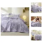 Floral Quilt Set Queen - Reversible Purple Botanical Quilt Bedding Set, 3 Pie...