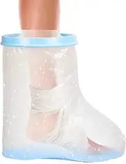 Waterproof Foot & Ankle Cast Cover for Shower, with New Upgraded Non-Slip Padding Bottom, Reusable Sealed Watertight Foot Protector to Keep Wound & Bandages Dry, Perfect Fit for Leg Foot Ankle