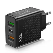 PD30W 3-Port USB PD Charger 2USB-A+USB-C PD QC3.0 Fast Charging Wall Charger Adapter EU Plug US Plug for iPhone 16 16 Pr