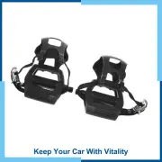 Pack (2) Bicycle Pedals 9/16" Spindle Platform with Toe Clips Fixed Foot Strap