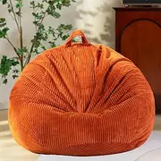 Stuffed Animal Storage Bean Bag Cover (No Filler), Corduroy Kids & Toddler Bean Bag Chair for Teens & Adults, Toy Storage Organizer, Comfy Sofa for Playroom (Amber Color, Adult (Cover Only）)