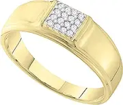 [Dazzlingrock Collection] 0.10 Carat (ctw) Round White Diamond Mens Square Cluster Wedding Band 1/10 CT, 10K Gold