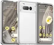 PAIDAAR Crystal Clear case for Google Pixel Fold, [Non-Yellowing] [10FT Military Grade Protection] Anti-Scratch Protective Transparent Cover with Acrylic Hard (Back) + Soft TPU Bumper (Sides) - Clear