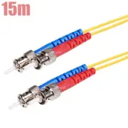 15M ST-ST Fiber Optic 9/125 Duplex Single Mode Optical Patch Cable Cord Yellow