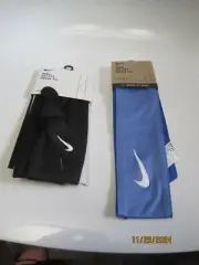 TWO NEW NIKE Dri-Fit Head Tie Ties Bandana Bandeau Black & Purple Headband