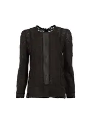 Black Embroidered Sheer Top