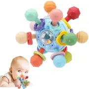 TOHIBEE Baby Montessori Sensory Teether Toy for 0-6, 6-12 Months, Blue, Silicone