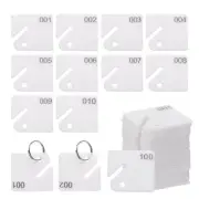 100 Pcs Number Tags 1-100, 1.5" Plastic Hanging Slotted Key Tags with Rings