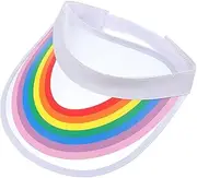 [GLSTOY] Pvc Rainbow Top Hat Hats Men Sun Hat Sun Visor Hat Visor Hat for Women Clear Beach Hat Summer Cap Summer Hat for Women Plastic Sun Hat for Women Sunshade Hat Orange Polyester