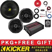 KICKER CWCD104 10" SUB + DSC6504 6.5"SPKRS PACKAGE+DS18 CLASS D 4CH AMP+4AWG KIT