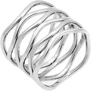 [Jude Jewelers] Stainless Steel Braide Wave Wrap Style Statement Promise Anniversary Ring