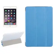 For iPad Mini 4 Case,Modern Silk Textured 3-fold Leather Folio Cover,Blue