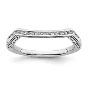 14k White Gold Contoured Real Diamond Band