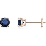 Round Blue Sapphire Stud Earrings