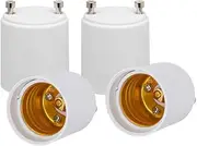 4 Pcs GU24 to E26 E27 Adapter, PBT Fireproof LED Light Bulb Holder Socket Converter, GU24 Pin Base to E26 E27 Screw-in Socket
