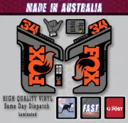FOX RHYTHM 34 STYLE Fork Decals Stickers Orange /Grey /black Laminated KIT