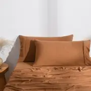 Dreamaker Superfine Washed Microfibre King Pillowcase Twin Pack Rust