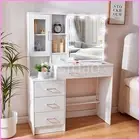 Large Dressing Table Vanity Makeup Table with Mirror Dimmable w/ Drawers Cabinet