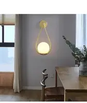 Gold Wall Lamp with Globe Round Ball Design, Basket