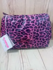 Glamour Brand Pink Leopard Puffer Clutch Makeup Bag NWT Retail 20$