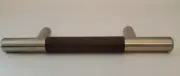 Intricate Dark Brown Leather Nickel Cabinet Knob Drawer Pull Handle 3 1/8 Center