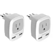 Italy Travel Power Adapter, TESSAN Grounded Plug Converter with Dual USB Char...