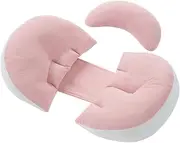 Pregnancy Pillow, Portable Adjustable Side Pillow, Pregnancy Pillow for Sleeping, Pregnancy Wedge Pillow, Body Pillow Support for Back, Belly, Waist, Support Abdomen U-Shaped Side Sleeper Pillow(Pink)