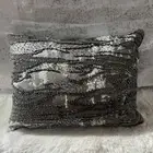 MICHAEL ARAM MOIRE Silver Metallic Foil Beads Dec Pillow COTTON LINEN