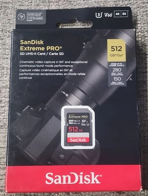 NEW SANDISK EXTREME PRO SD UHS-II CARD 6K 512GB SDSDSXEP-512G-GN4IN