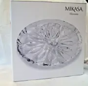 Stunning NIB MIKASA BLOSSOM CRYSTAL GLASS 12" CHIP-AND-DIP