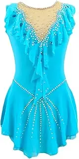 [Zagitova] Ice Figure Skating Dress for Girls Patchwork Women Competition Dance Outfits with Shiny Shiny Rhinestone