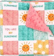 Baby Blanket for Girls, Super Soft Double Layer Mink Blankets with Dotted Backing, Sun Smile Toddler Newborn Nursery Bed Blanket, You are My Sunshine Print Throw Blanket, 30 X 40 Inches