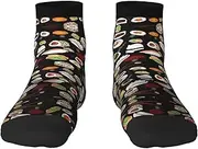 [JBYJBX] Japanese Sushi Black Print Adult Socks Womens Mens Workout Thermal Cozy All-Season Gift Holiday Articles Use