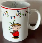 Peanuts Charlie Brown, Linus And Snoopy Christmas Tree Lights 20 oz Mug New