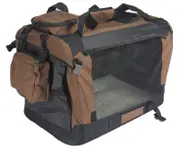 YES4PETS Large Fordable Pet Dog Puppy Soft Crate With Curtain-Brown