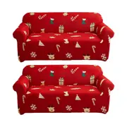 2pcs Christmas Sofa Cover Washable Couch Protector for Christmas Home Room Festival Decorations -Red