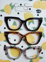 JESSICA SIMPSON +3.00 WOMEN PREMIUM READING GLASSES 3-PACK READERS NEW AUTHENTIC