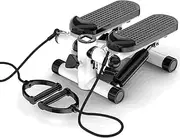 Stepper for Exercise at Home with Resistance Bands Display 100kg Stair Stepper Blackwhite