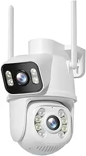 4K 8MP WiFi Surveillance Camera Dual Lens 4X Digital Zoom AI Human Detect Outdoor Security PTZ IP Cameras(8MP with 128G Card)