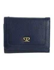 [PIERRE CARDIN] Italian Leather Snap Button Tri-Fold Flat Wallet in Navy