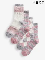 Pink/Grey Cosy Socks 4 Pack (B44564) | $26