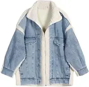 [Cupgriade] Fashion Autumn Winter Jean Coat Women Clothing Plus Size Outerwear Lamb Wool Coats Patchwork Denim Jackets Female Tops