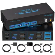 8K HDMI KVM Switch for Dual Monitors 2 Computers USB 3.0 Hub