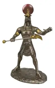 Egyptian Mythology God Horus Ra With Sun And Uraeus Disc Statue Heru Falcon
