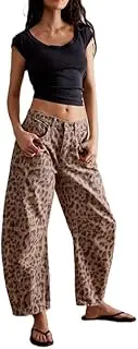 [COROFY] Womens Barrel Jeans Wide Leg Low Rise Cropped Jean Wide Leg Denim Pants Cropped Baggy Ankle Harem Pants