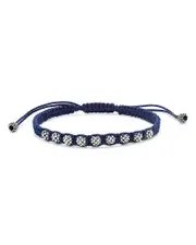 Lagos Men's Sterling Silver Anthem Caviar Bead Navy Blue Macrame Bracelet - Exclusive