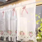 White Lace Sheer Short Curtain Living Room Window Curtain Kitchen Bedroom Dec