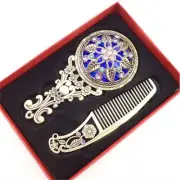 2PCS Bronze Handheld Mirrors Hollow Cosmetic Compact Mirror Comb Set Gift *b *bp