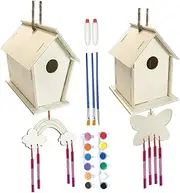WESIEVYA Create Your Own Birdhouse Pendant Unfinished Wooden House Kit for Boys and Girls DIY Art Project